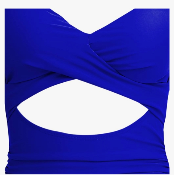 NWOT One Piece Swimsuit Tummy Control Cutout High Waisted/Wrap - Picture 6 of 9